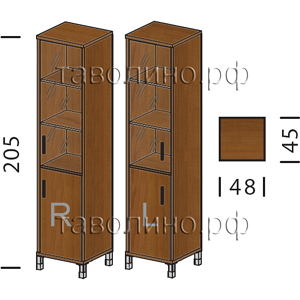 Борн (Born) B-431.5 R/L | Шкаф комбинированный со стеклом узкий 48х45х205